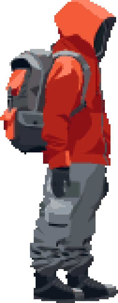 Ezra in his red hoodie